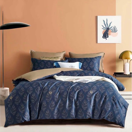 400TC Cotton Sateen Quilt Cover Set Foliole Queen Home & Garden Kings Warehouse