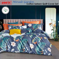 400TC Cotton Sateen Quilt Cover Set Mirade Garden Queen Home & Garden Kings Warehouse