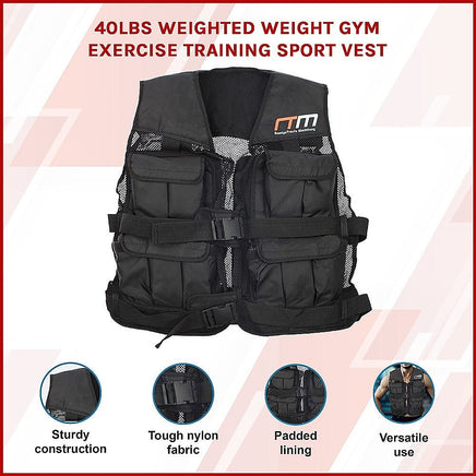 40LBS Weighted Weight Gym Exercise Training Sport Vest Sports & Fitness Kings Warehouse
