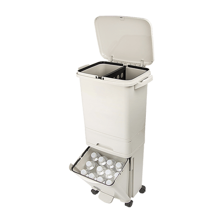 42L Rubbish Bin Waste Trash Can Pedal Recycling Kitchen Wheel 2 Compartment Home & Garden Kings Warehouse