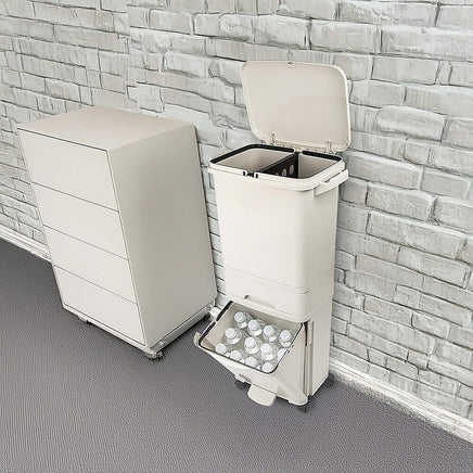 42L Rubbish Bin Waste Trash Can Pedal Recycling Kitchen Wheel 2 Compartment Home & Garden Kings Warehouse