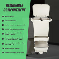 42L Rubbish Bin Waste Trash Can Pedal Recycling Kitchen Wheel 2 Compartment Home & Garden Kings Warehouse