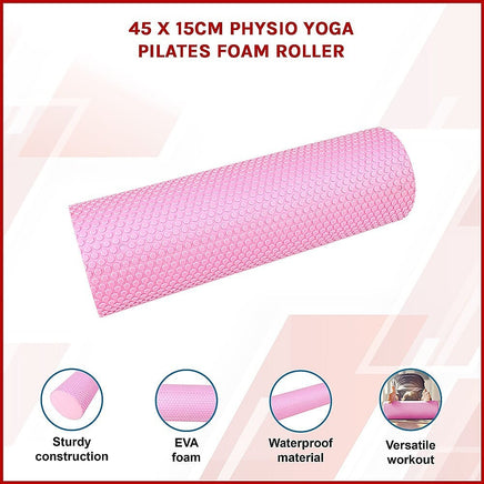 45 x 15cm Physio Yoga Pilates Foam Roller Sports & Fitness Kings Warehouse