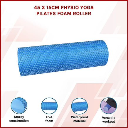 45 x 15cm Physio Yoga Pilates Foam Roller Sports & Fitness Kings Warehouse