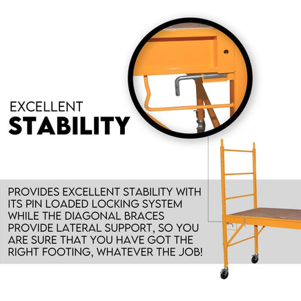 450kg Mobile Scaffold Ladder Scaffolding Platform Portable Ladder Work Safety Tools Kings Warehouse