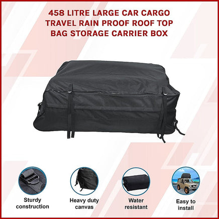 458 Litre Large Car Cargo Travel Rain Proof Roof Top Bag Storage Carrier Box Outdoor Recreation Kings Warehouse