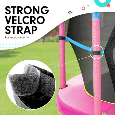 4.5ft Trampoline Round Free Safety Net Spring Pad Cover Mat Outdoor - Blue Pink Kings Warehouse