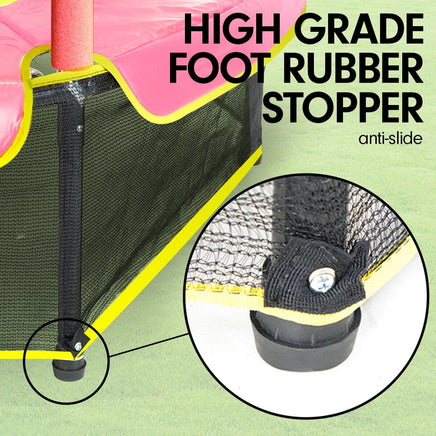 4.5ft Trampoline Round Free Safety Net Spring Pad Cover Mat Yellow Pink Kings Warehouse
