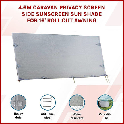 4.6m Caravan Privacy Screen Side Sunscreen Sun Shade for 16' Roll Out Awning Home & Garden Kings Warehouse