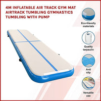 4m Inflatable Air Track Gym Mat Airtrack Tumbling Gymnastics Tumbling with Pump Kings Warehouse