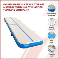 4m Inflatable Air Track Gym Mat Airtrack Tumbling Gymnastics Tumbling with Pump Kings Warehouse 