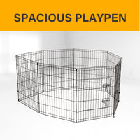 4Paws 8 Panel Playpen Puppy Exercise Fence Cage Enclosure Pets Black All Sizes - 24" - Black Afterpay Day: Pet Paradise Kings Warehouse