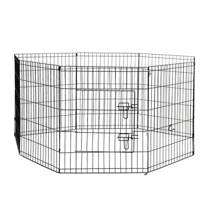 4Paws 8 Panel Playpen Puppy Exercise Fence Cage Enclosure Pets Black All Sizes - 24" - Black Afterpay Day: Pet Paradise Kings Warehouse