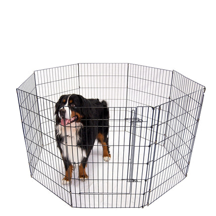 4Paws 8 Panel Playpen Puppy Exercise Fence Cage Enclosure Pets Black All Sizes - 24" - Black Afterpay Day: Pet Paradise Kings Warehouse