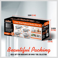 4Pc Pegboard Baskets Set Storage Bins Peg Board Organizer 4 Size Display Hangers Home & Garden Kings Warehouse