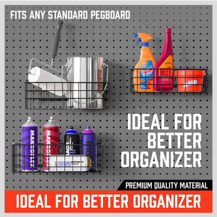 4Pc Pegboard Baskets Set Storage Bins Peg Board Organizer 4 Size Display Hangers Home & Garden Kings Warehouse