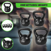 4pcs Exercise Kettle Bell Weight Set 20KG Sports & Fitness Kings Warehouse