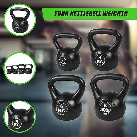 4pcs Exercise Kettle Bell Weight Set 20KG Sports & Fitness Kings Warehouse