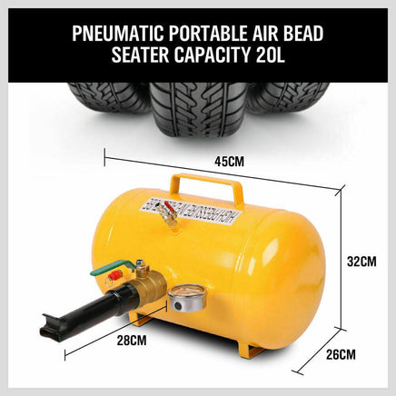 5 Gallon / 20L Bead Blaster Tyre Air Tank Tire Inflator Seater 4WD Car Shop Tool Auto Accessories Kings Warehouse