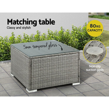 5-Piece Outdoor Sofa Set Wicker Couch Lounge Setting 4 Seater Grey Furniture Kings Warehouse
