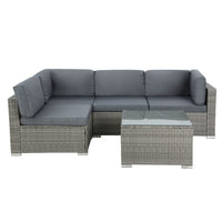 5-Piece Outdoor Sofa Set Wicker Couch Lounge Setting 4 Seater Grey Furniture Kings Warehouse