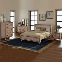 5 Pieces Bedroom Suite King Size Silver Brush in Acacia Wood Construction Bed, Bedside Table, Tallboy & Dresser Furniture Kings Warehouse