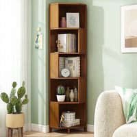 5-Shelf Corner Bookcase Industrial Bookshelf Display Storage Stand Furniture Kings Warehouse
