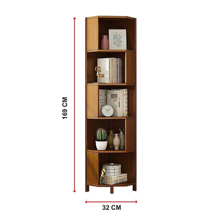 5-Shelf Corner Bookcase Industrial Bookshelf Display Storage Stand Furniture Kings Warehouse