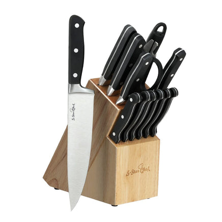 5-Star Chef 14PCS Kitchen Knife Set Stainless Steel Non-stick with Sharpener Kings Warehouse