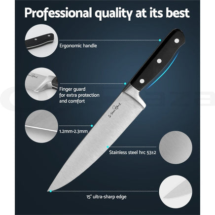 5-Star Chef 14PCS Kitchen Knife Set Stainless Steel Non-stick with Sharpener Kings Warehouse