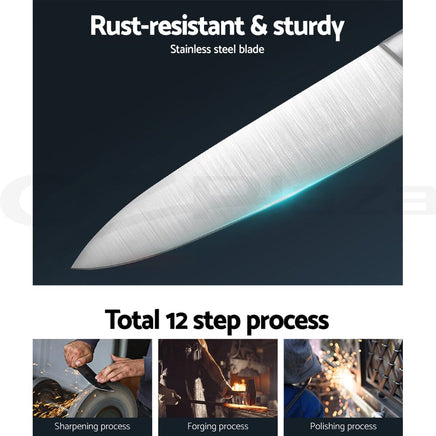 5-Star Chef 14PCS Kitchen Knife Set Stainless Steel Non-stick with Sharpener Kings Warehouse