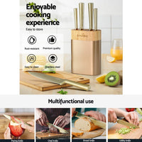 5-Star Chef 6PCS Kitchen Knife Set Stainless Steel Nonstick Block Chef Sharp Home & Garden Kings Warehouse