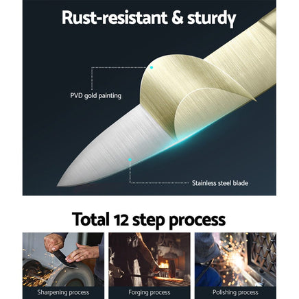 5-Star Chef 6PCS Kitchen Knife Set Stainless Steel Nonstick Block Chef Sharp Home & Garden Kings Warehouse