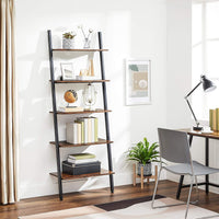 5-Tier Bookshelf Rack, Rustic Brown and Black Furniture Kings Warehouse