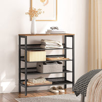 5-Tier Shoe Rack, Industrial Shoe Organizer Storage Bench Furniture Kings Warehouse