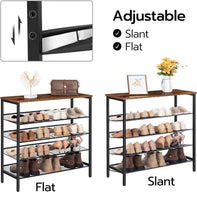 5-Tier Shoe Rack, Industrial Shoe Organizer Storage Bench Furniture Kings Warehouse