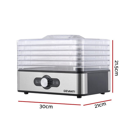 5 Trays Food Dehydrator Stainless Steel Tray Appliances Kings Warehouse