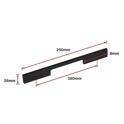 5 x 160mm Kitchen Handle Cabinet Cupboard Door Drawer Handles square Black furniture pulls Furniture Kings Warehouse