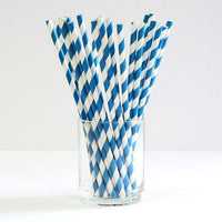 50 Pack Blue White Drinking Straws Biodegradable Eco Paper Birthday Party Event Bistro Bar Cafe Take Away Kings Warehouse
