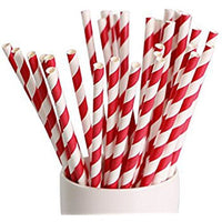 50 Pack Red White Drinking Straws Biodegradable Eco Paper Birthday Party Event Bistro Bar Cafe Take Away Kings Warehouse
