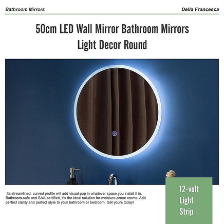 50cm LED Wall Mirror Bathroom Mirrors Light Decor Round Health & Beauty Kings Warehouse