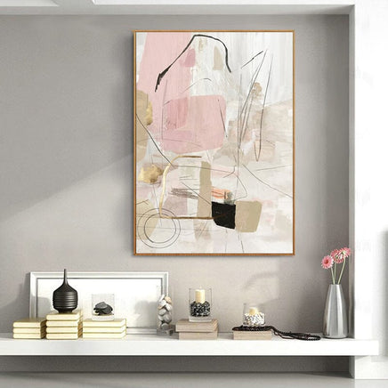 50cmx70cm Abstract Pink Gold Frame Canvas Wall Art Kings Warehouse