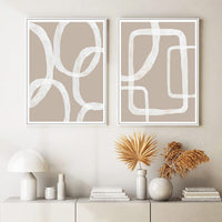 50cmx70cm Abstract White Lines 2 Sets White Frame Canvas Wall Art Kings Warehouse