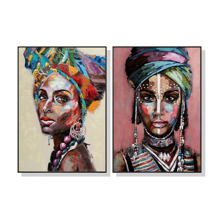 50cmx70cm African women 2 Sets Black Frame Canvas Wall Art Kings Warehouse