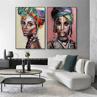 50cmx70cm African women 2 Sets Black Frame Canvas Wall Art Kings Warehouse