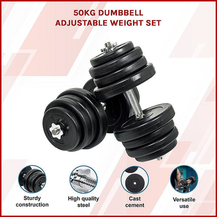 50KG Dumbbell Adjustable Weight Set Sports & Fitness Kings Warehouse