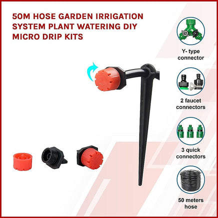 50M Hose Garden Irrigation System Plant Watering DIY Micro Drip Kits Tools Kings Warehouse