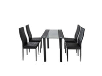 5PC Indoor Dining Table and Chairs Dinner Set Glass Leather Kitchen-Mix Black dining Kings Warehouse 