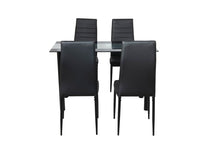 5PC Indoor Dining Table and Chairs Dinner Set Glass Leather Kitchen-Mix Black dining Kings Warehouse 