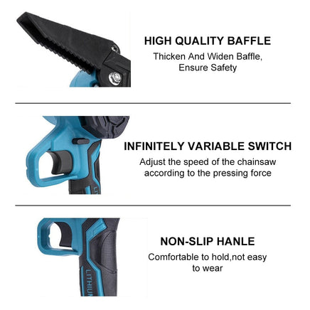 6" Mini Cordless Electric Chainsaw 2X Battery Powered Wood Cutter Rechargeable BestSellers Kings Warehouse